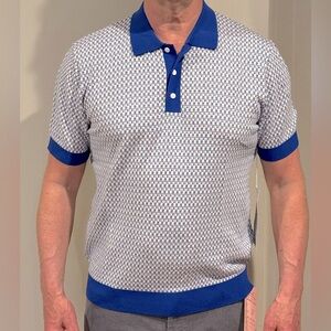 KARL LAGERFELD PARIS - Men’s M Jacquard Knit Sweater Polo w/Contrast Placket